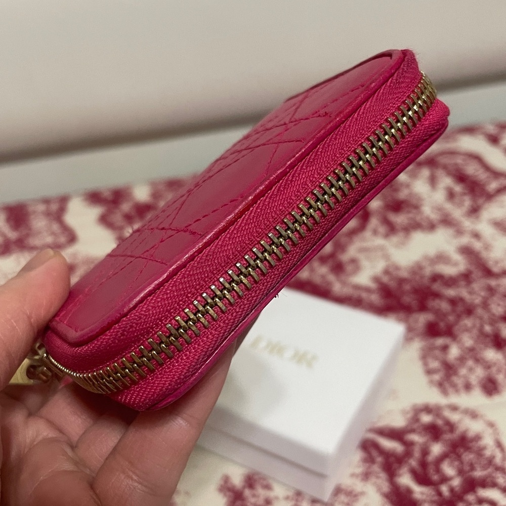 Dior Pink Quilted Leather Card/Coin Case - Picture 7 of 12